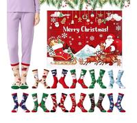 Chaussettes douces et amusantes pour l'Avent 2026 24 jours | Calendrier de Noël à rebours pour adultes, hommes, femmes, adolescents, maison, bureau, dortoir, ferme, appartement, automne