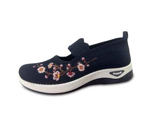 Chaussure Femme Orthopedique Confortable, Chaussure Confortable Femme | Chaussures décontractées pour femmes respirantes brodées légères et confortables au quotidien (noires pointure 42)