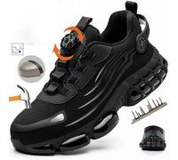 Chaussures de travail indestructibles à bout en acier pour hommes et femmes, chaussures de sécurité à bouton rotatif, chaussures de sécurité légères pour le travail de Construction Grey