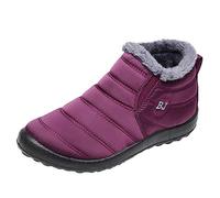 Chaussures d'hiver pour femme - Sans lacets - Bottes de neige pour femme - Doublure imperméable - Antidérapantes - Chaussures d'hiver chaudes - Chaussures de loisirs - Couleur unie - Chaussures basses
