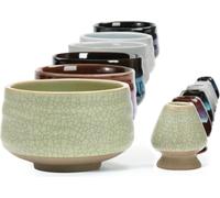Chawan Matcha Tea Bowl et Whisk Set, 18 oz, vert clair mat, qualité alimentaire
