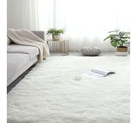 CHBIN Moelleux 40x80cm Tapis Chambre Longs Moelleux Tapis Tapis Design Faux en Peau de Mouton pour Cuisine Bureau Décoratif Salle À Manger, Blanc