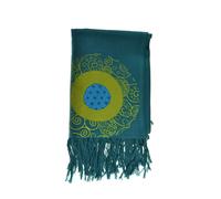 Cheche foulard coton multi patch ethnic print bleu vert
