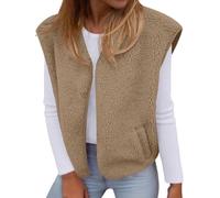 CheChury Gilet Sans Manche Femme Polaire Veste Sans Manches Hiver Chaud | Gilet Polaire Léger Femme Grande Taille Manteaux Sans Manche Femme Doux Gilet en Bouton Veste Décontracté Fluffy Automne
