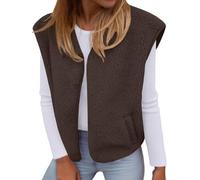 CheChury Gilet Sans Manche Femme Polaire Veste Sans Manches Hiver Chaud | Gilet Polaire Léger Femme Grande Taille Manteaux Sans Manche Femme Doux Gilet en Bouton Veste Décontracté Fluffy Automne
