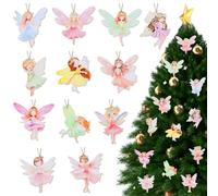 Cheereveal Lot de 24 décorations de fée en bois à suspendre pour sapin de Noël, décorations colorées à suspendre pour porte, mur, chambre, décoration de fée en bois
