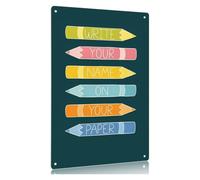 Cheerful Crayon Note Distressed Metal Tin Dont Forget Name Classroom Wall-Art 8 X 12 inch