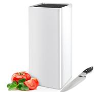 Cheerhom Porte Couteaux sans Couteaux, Universel Blocs Couteaux Vides Carré, Bloc à Couteaux avec Lattes Flexibles, Range Couteaux de Cuisine Blanc pour 5 à 8 Couteaux, 22 x 9.5 x 9.5 cm