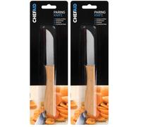 Chef Aid Couteau d’Office 16,5 cm avec Lame en Acier Inoxydable et Manche en Bois Petit Couteau de Cuisine pour Fruits Légumes Pommes de Terre et Pommes (Lot de 2)