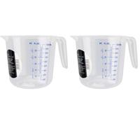 Chef Aid Cruche Doseuse 1 Litre en Plastique Sans BPA Avec Graduations Claires Compatible Lavevaisselle Couleur Transparente (Lot de 2)