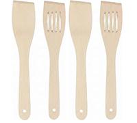 Chef Aid Ensemble de 2 Spatules en Bois, Incluant une Spatule Ajourée et une Spatule Pleine de 30 cm, Idéales pour la Cuisine et la Pâtisserie, Parfaites pour Ustensiles Antiadhésifs, Beige (Lot de 2)