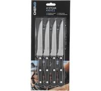 Chef Aid Ensemble de 4 couteaux à steak dentelés en acier inoxydable, couteaux de cuisine polyvalents et durables avec poignée ergonomiques antidérapants, résistants à la rouille et tranchants, noir