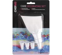 Chef Aid Kit de Décoration de Gâteaux avec Poche à Douille Réutilisable et 4 Douilles pour Gâteaux Cupcakes Biscuits Glaçage Crème Pâtisserie Maison Accessoire de Cuisine Blanc