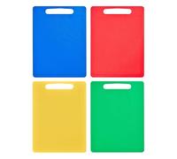 Chef Aid Lot de 4 grandes planches à découper multicolores, surface antidérapante, facile à nettoyer et passe au lave-vaisselle avec poignée, 40 x 30 cm chacune