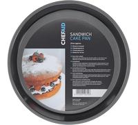 Chef Aid Moule à Gâteau Rond Antiadhésif avec Fond Fixe en Acier pour Pâtes Liquides Compatible Réfrigérateur et Congélateur Gris Diamètre 23 cm