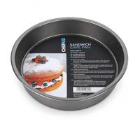 Chef Aid Moule à Gâteau Rond Antiadhésif avec Fond Fixe en Acier pour Pâtes Liquides Compatible Réfrigérateur et Congélateur Gris Diamètre 23 cm