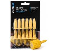 Chef Aid Porte Épis de Maïs Lot de 12 Pics Jaunes avec Pointes en Acier Inoxydable pour Épis de Maïs BBQ Barbecue Pique Nique Buffet Fête et Repas Extérieur