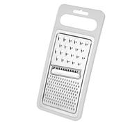 Chef Aid Râpe 3-en-1 avec Râpe Grossière Râpe Fine et Lame à Trancher Cadre Plastique Antidérapant Râpe Plate pour Fromage Légumes et Épices Lavable au Lave Vaisselle Argent