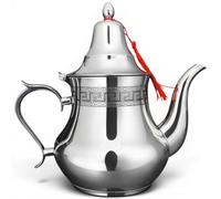 Chef Elements Théière Marocaine en Inox, Style Oriental, Finition Argentée Brillante (Design 1, 0.8L)