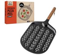 Chef Pomodoro Pelle à Pizza Perforée en Aluminium, 30 cm | Antiadhésive avec Manche en Bois, pour Four, Grill et Focaccia