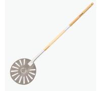 Chef Pomodoro - Pelle Pizza Ronde Avec Manche En Bois Extensible | Pelle a Pizza En Aluminium Anodisé INOX - Spatule Cuisine pour Tourner vos Pizzas, Crèpes, Steaks, Tarte etc (23 cm)