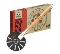 Chef Pomodoro - Pelle Pizza Ronde Avec Manche En Bois Extensible | Pelle a Pizza En Aluminium Anodisé INOX - Spatule Cuisine pour Tourner vos Pizzas, Crèpes, Steaks, Tarte etc (17,8 cm)