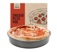 Chef Pomodoro - Plaque à Pizza Ronde Profonde Style Chicago (30,50 cm) - Moule A Manqué en Aluminium Anodisé (Inox), Convient au four - Poêle et Moule à Pizza, Tarte, Gâteau, Charlotte et Lasagne