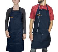 Chef Pomodoro - Tablier Cuisine Homme, Tablier de Cuisine Femme (100% Coton) - Tablier de Cuisine Professionnel, Taille Réglable, Parfait pour Cuisine, Barbecue et Grill (Tablier Bleu Marine)