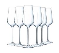 Chef & Sommelier Flûte à Champagne Distinction 23 cl Lot de 6 | Verre transparent résistant, verre à champagne et crémant, compatible lave-vaisselle, fabriqué en France