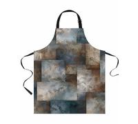 Chef Tablier Ombré géométrique bleu-brun à blocs de 70x84cm Tabliers | Tabliers de Service Professionnelle, Réglable Tablier Barbecue pour Jardin Maison Café