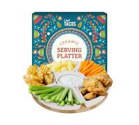 Chef Tacos | Plateau Aperitif en Céramique (26 cm), Plateau Tournant Compartimenté pour Collation Tacos Lazy Susan - Ensemble Plateau de Service Apero pour Les Entrées et Desserts de fête, Salsa