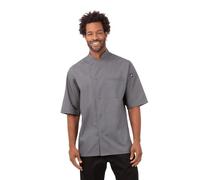 Chef Works 14078 Valais Chef Coat Veste, Gris foncé avec Contraste Noir, XL