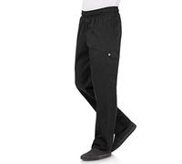 Chef Works Pantalon de chef cargo unisexe B222-L Noir Coupe classique Taille L Ceinture élastique
