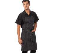 Chef Works Tablier à bavette, Noir avec fines rayures blanches, taille unique