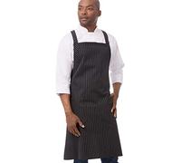 Chef Works Tablier à bretelles croisées dans le dos unisexe, Noir avec rayures blanches, taille unique