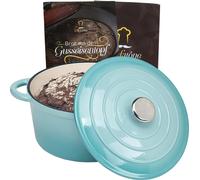 Chefarone Chefarone Poêle en fonte - Casserole - Couvercle inclus - Convient pour toutes les sources de chaleur - Émaillé - Bleu