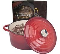 Chefarone Chefarone Poêle en fonte - Casserole - Couvercle inclus - Convient pour toutes les sources de chaleur - Émaillé - Rouge