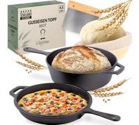 Chefarone Poêle en fonte Chefarone - Casserole 2-en-1 - Couvercle inclus - Convient à toutes les sources de chaleur