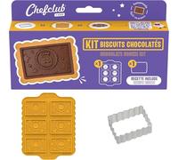 Chefclub Kids - Kit Biscuits Chocolatés pour Enfants - Moule à Chocolat en Silicone + Emporte-Pièce Métal + Recette Illustrée - Activité Gourmande et Créative en Famille - Dès 4 Ans