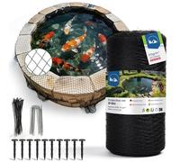 Cheffery Filet Anti-Oiseaux pour Bassin 8×8m, à Mailles Fines (15×15mm), Anti-Feuilles, 20g/m², Tressé à 3 Brins, avec 20 Piquets de Fixation et 30 Serre-Câbles, pour Jardin et Potager (64m² - 8x8m)