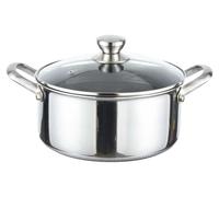 Cheffinger, casserole 28 cm 8 l antiadhésive alvéolée avec couvercle en verre, argent