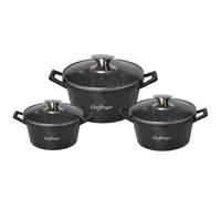 Cheffinger Cf-Diac03 : Casserole en diamant 6 pièces-20Cm,24Cm,28Cm Noir