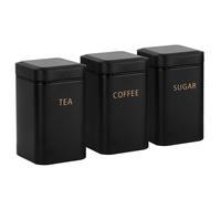 Ensemble 3 Boîtes pour Thé Café Sucre 9x14,5cm Hermétique Noir