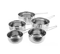 Cheffinger Ensemble de 5 Casseroles Inox pour Cuisson Tous Feux Induction Argent