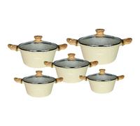 Cheffinger Ensemble de 5 Marmites Antiadhésif Tous Feux Induction avec Couvercles Beige