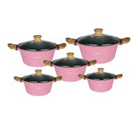 Cheffinger Ensemble de 5 Marmites Antiadhésif Tous Feux Induction avec Couvercles Rose