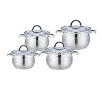 Cheffinger Ensemble de Cuisine 8 pcs 4 Marmites avec Couvercles Tous Feux Induction Argent