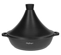 Cheffinger, Marmite à tajine 28 cm avec revêtement en marbre et poignées Soft-Touch, Noir
