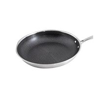 Cheffinger Poêle 24cm avec Revêtement Nid d'Abeille et Poignée Longue Argent