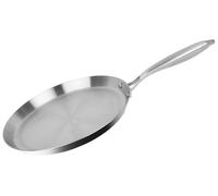 Cheffinger, poêle à crêpes 28 cm en acier inoxydable, compatible avec tous les types de cuisinières, y compris l'induction, couleur argent